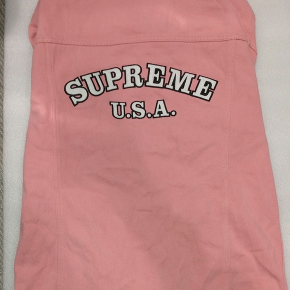 supreme pink denim jacket